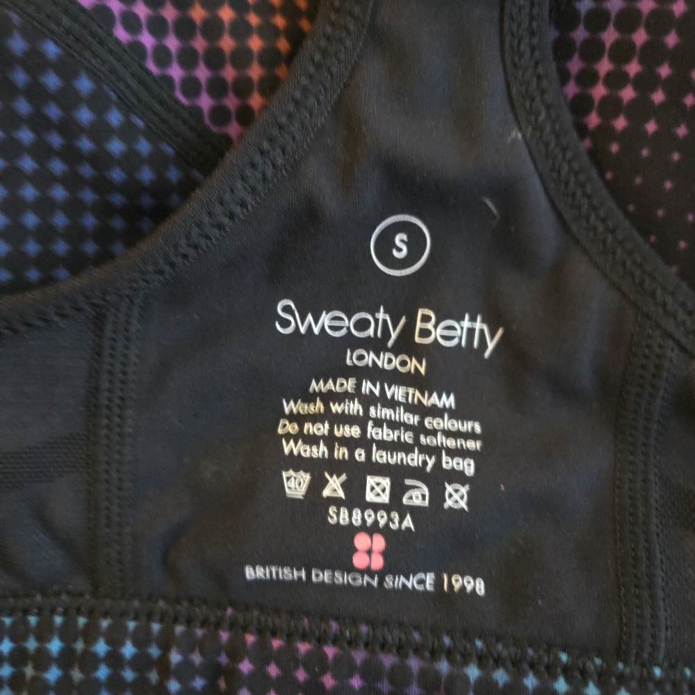 Sweaty Betty Power Medium Impact Black Gradient Neon Dot Sports Bra NAT1 - Picture 7 of 10
